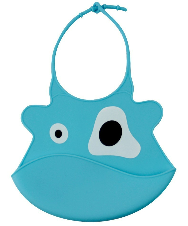 Bavoir Bébé en Silicone Réglable avec Poche Récupératrice