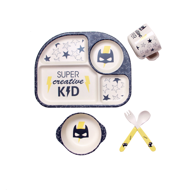 Coffret Repas Bébé Motif Nuage – Assiette, Bol, Tasse & Couverts pour Enfant