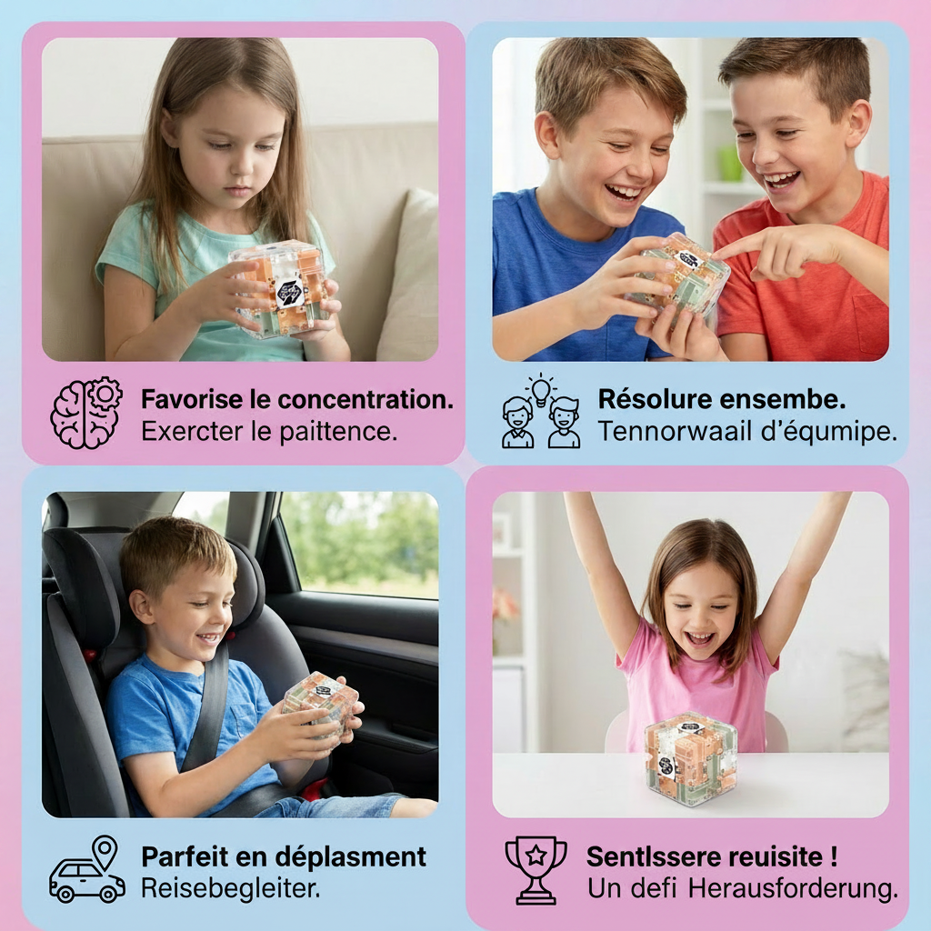 Cube Labyrinthe 3D pour Enfants – Puzzle de Logique et Jeu d’Adresse