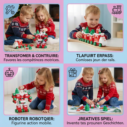 Train de Noël Transformable 2-en-1 & Robot Père Noël – Jouet pour Enfants