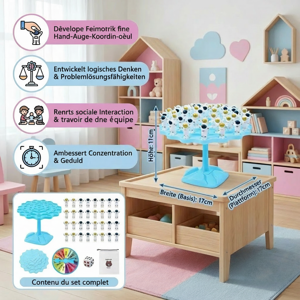 Jeu d'Équilibre Astronaute – Jouet Éducatif de Motricité, Concentration et Coordination pour Enfants