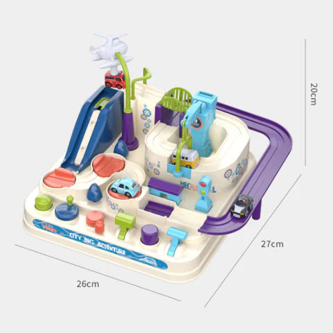 Circuit de Voitures avec Grue et Hélicoptère pour Enfants – Jeu Mécanique, dès 3 ans