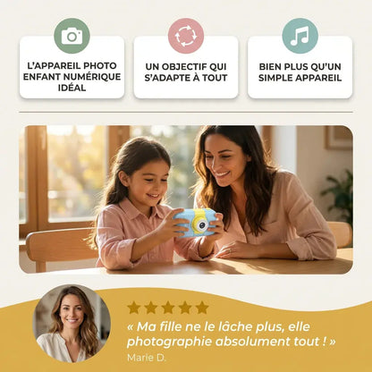 Appareil Photo Numérique Enfant – Objectif Rotatif 180° et Filtres Créatifs