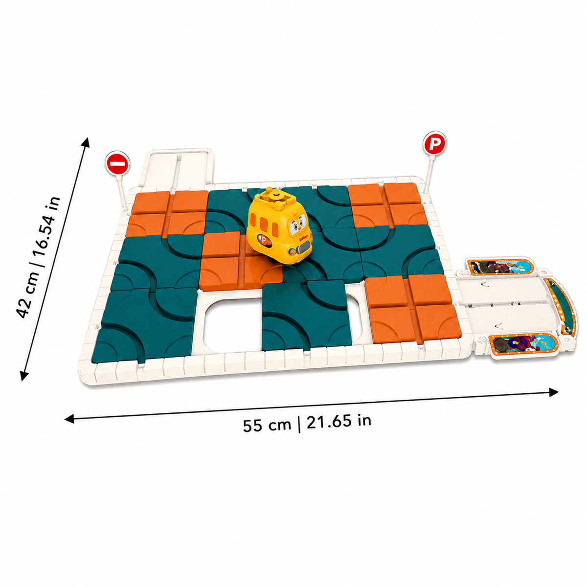 Sliding track maze puzzle with automatic car, view 2