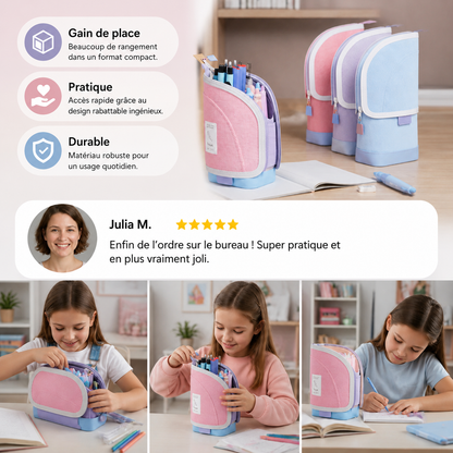 Trousse Pop-Up 2-en-1 avec Porte-Stylos – Rangement Compact pour Bureau