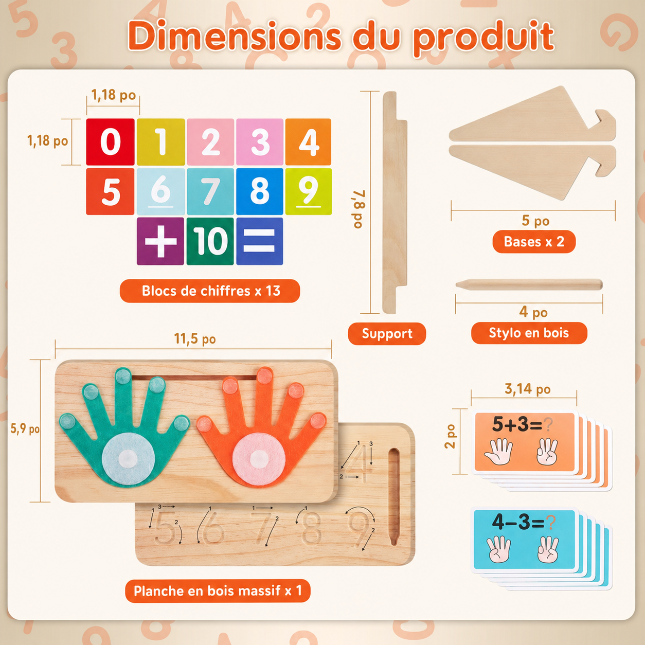 Tableau d'Apprentissage Mathématique Double-Face – Éveil Ludique aux Chiffres, de 3 à 5 ans