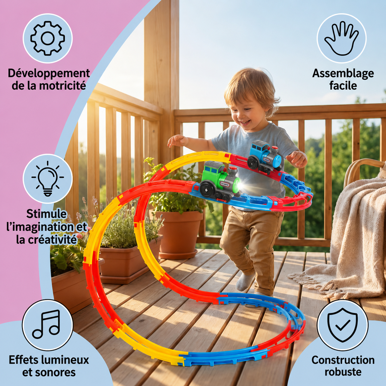 Train Montagnes Russes pour Enfants – Circuit à Boucles avec Sons Réalistes