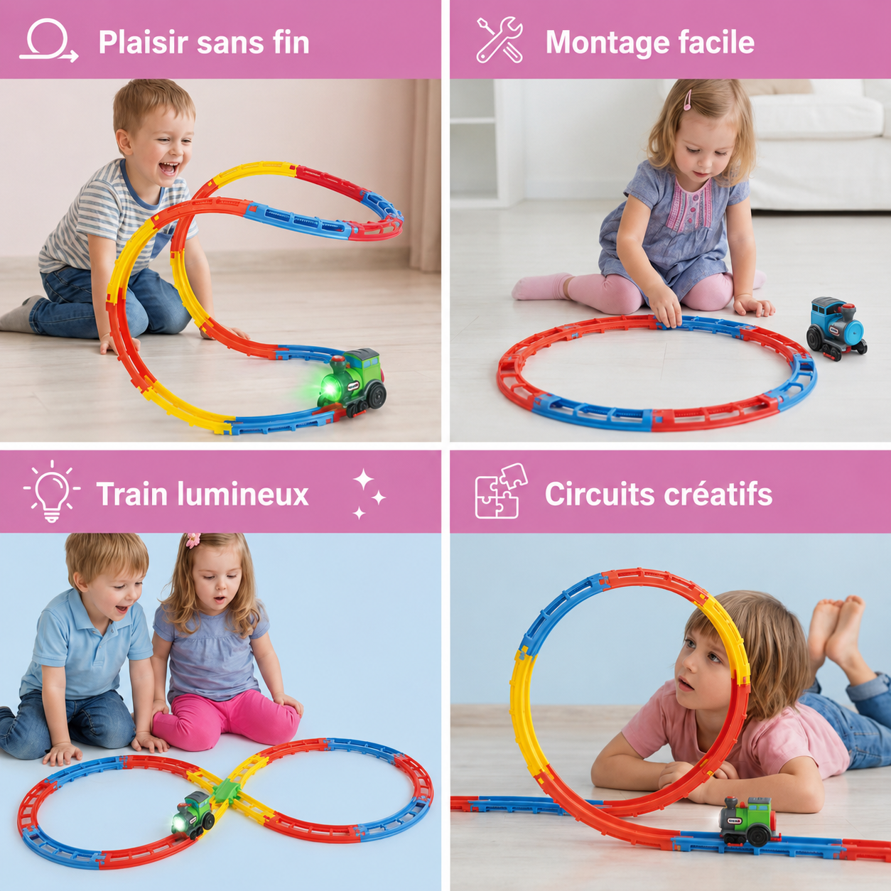 Train Montagnes Russes pour Enfants – Circuit à Boucles avec Sons Réalistes