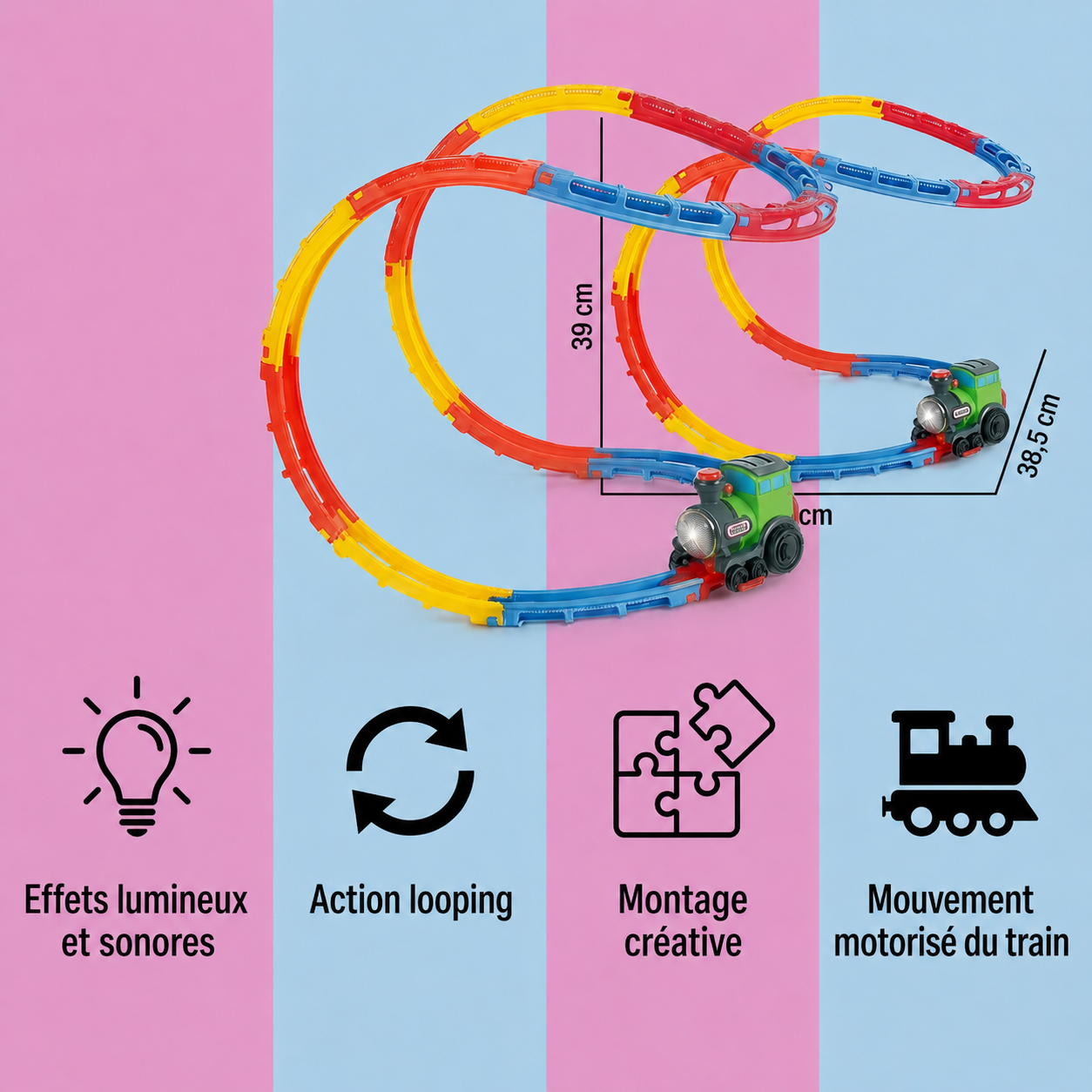 Train Montagnes Russes pour Enfants – Circuit à Boucles avec Sons Réalistes