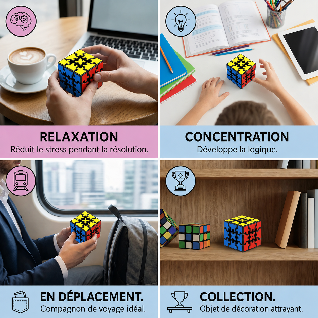 Cube Magique Mécanique 3x3x3 à Engrenages – Casse-Tête Logique