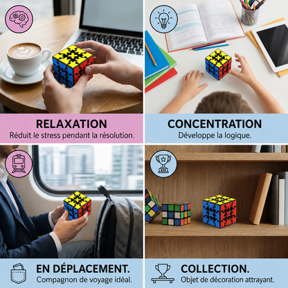 Cube Magique Mécanique 3x3x3 à Engrenages – Casse-Tête Logique