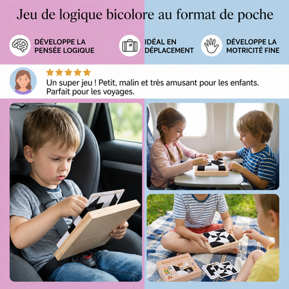 Casse-Tête Logique Bicolore Format Poche pour Enfants et Adultes