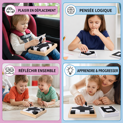 Casse-Tête Logique Bicolore Format Poche pour Enfants et Adultes