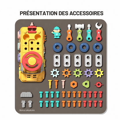 Bus Montessori à Visser 7-en-1 – Jouet de Construction, Motricité Fine et Éveil pour Enfants dès 2 ans