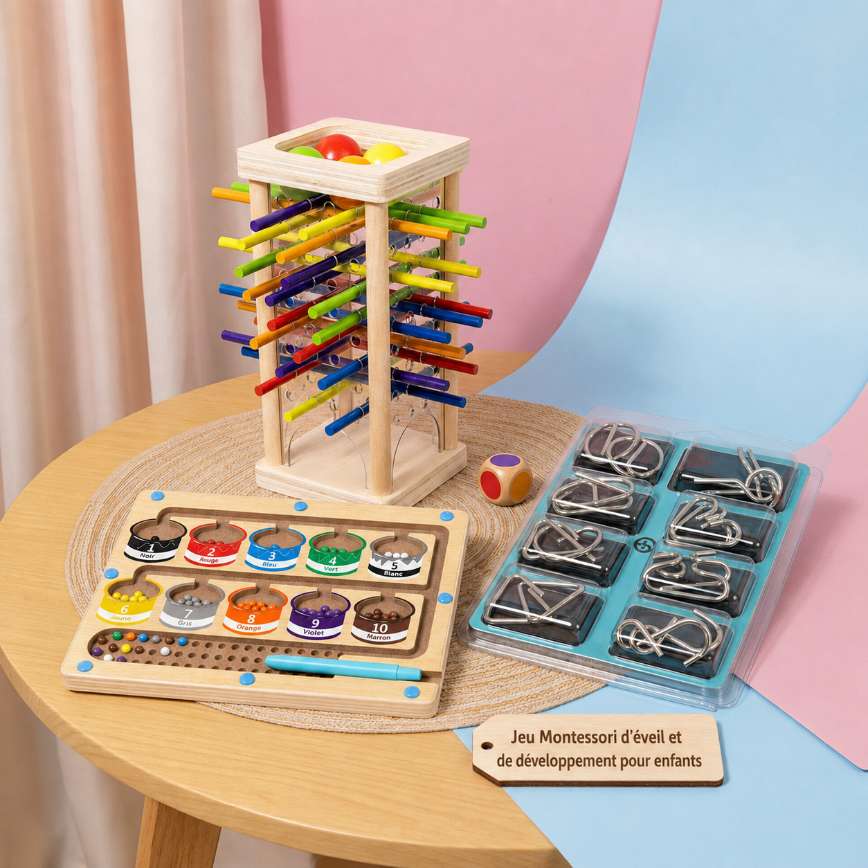 Set de Jeux Montessori 3 Pièces – Coffret Jeux Éducatifs de Logique pour Enfants
