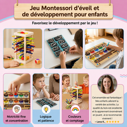 Set de Jeux Montessori 3 Pièces – Coffret Jeux Éducatifs de Logique pour Enfants