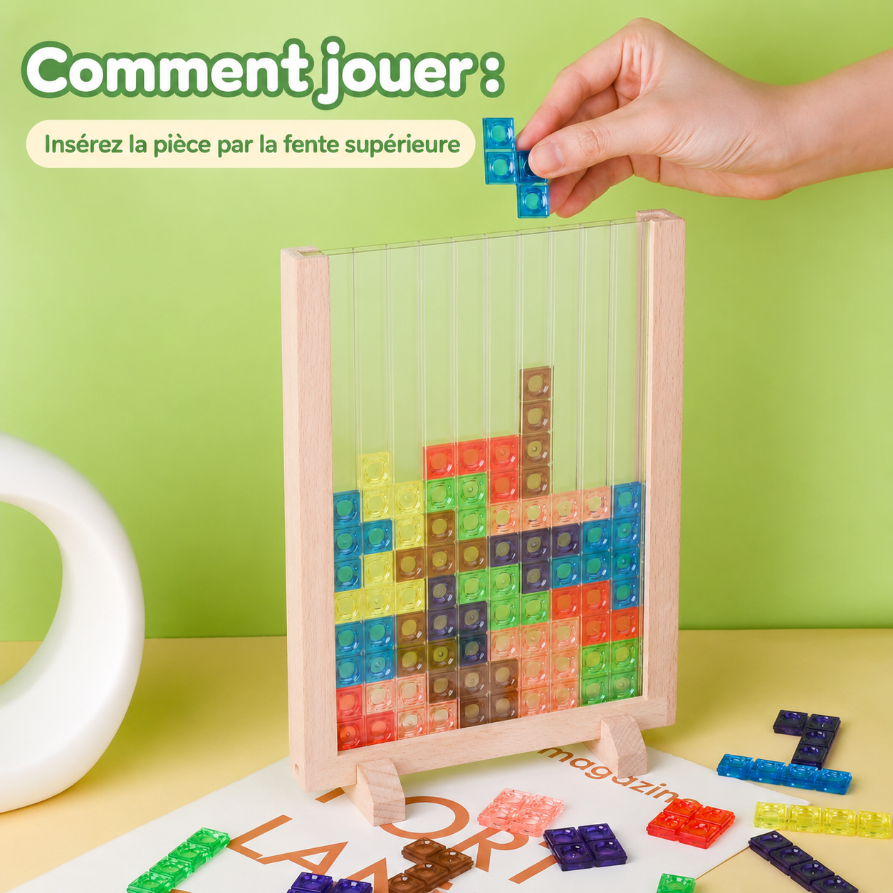 Puzzle Blocs de Couleurs 3D en Bois – Jeu Montessori Éducatif pour Enfants