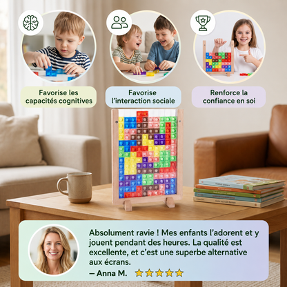 Puzzle Blocs de Couleurs 3D en Bois – Jeu Montessori Éducatif pour Enfants