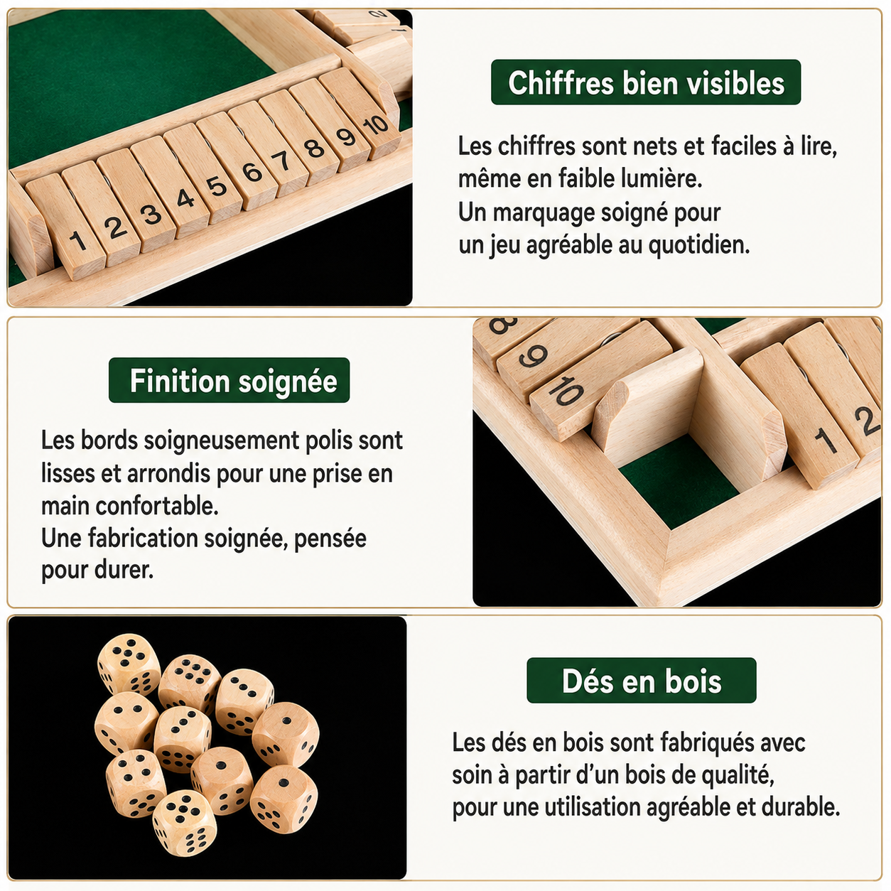 Shut the Box – Jeu de Dés en Bois Montessori | Calcul & Stratégie dès 3 ans