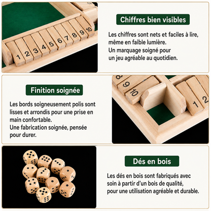 Shut the Box – Jeu de Dés en Bois Montessori | Calcul & Stratégie dès 3 ans