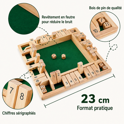 Shut the Box – Jeu de Dés en Bois Montessori | Calcul & Stratégie dès 3 ans
