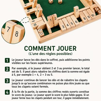 Shut the Box – Jeu de Dés en Bois Montessori | Calcul & Stratégie dès 3 ans