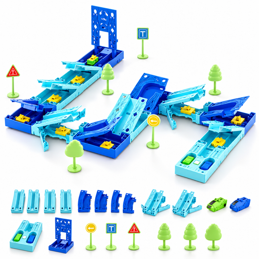 Circuit de voitures à gravité à construire avec lanceur
