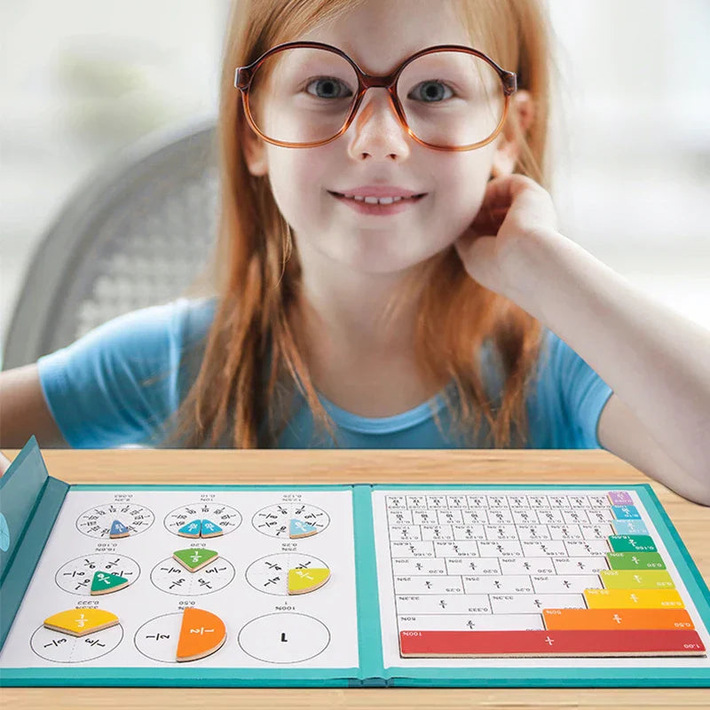 Livre Magnétique de Fractions pour Enfants – Jeu Montessori d'Initiation aux Mathématiques