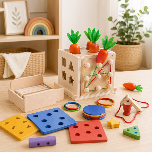 Cube d'Apprentissage Montessori 6-en-1 – Éveil, Motricité & Créativité dès 18 mois