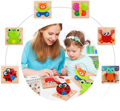 Puzzles Montessori – Lot de 6 formes en bois naturel