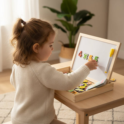 Tableau de dessin Montessori 2-en-1 pour enfants – Tableau de dessin magnétique et jouet éducatif