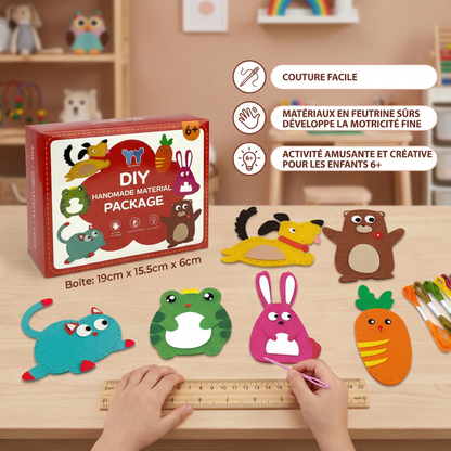 Kit Créatif Animaux en Feutrine à Coudre – Éveille la Motricité Fine et la Créativité