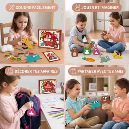 Kit Créatif Animaux en Feutrine à Coudre – Éveille la Motricité Fine et la Créativité