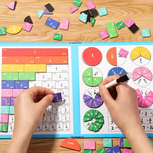 Livre Magnétique de Fractions pour Enfants – Jeu Montessori d'Initiation aux Mathématiques