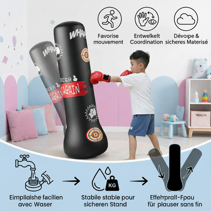 Sac de Frappe Gonflable Enfant – Base à Eau Stable | Boxe & Fitness | Dès 3 ans