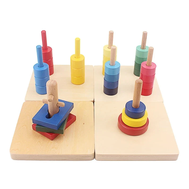 Activités Montessori en bois à enfiler sur tiges et fils