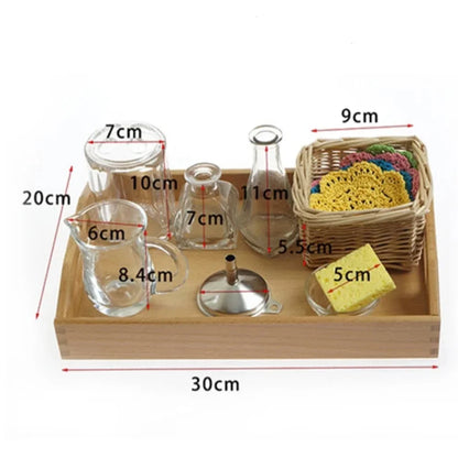 Kit Montessori d’art floral avec vases, entonnoir et panier