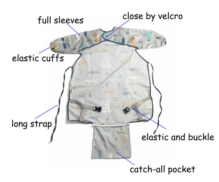 Bavoir Bébé à Manches Longues Imperméable pour Repas