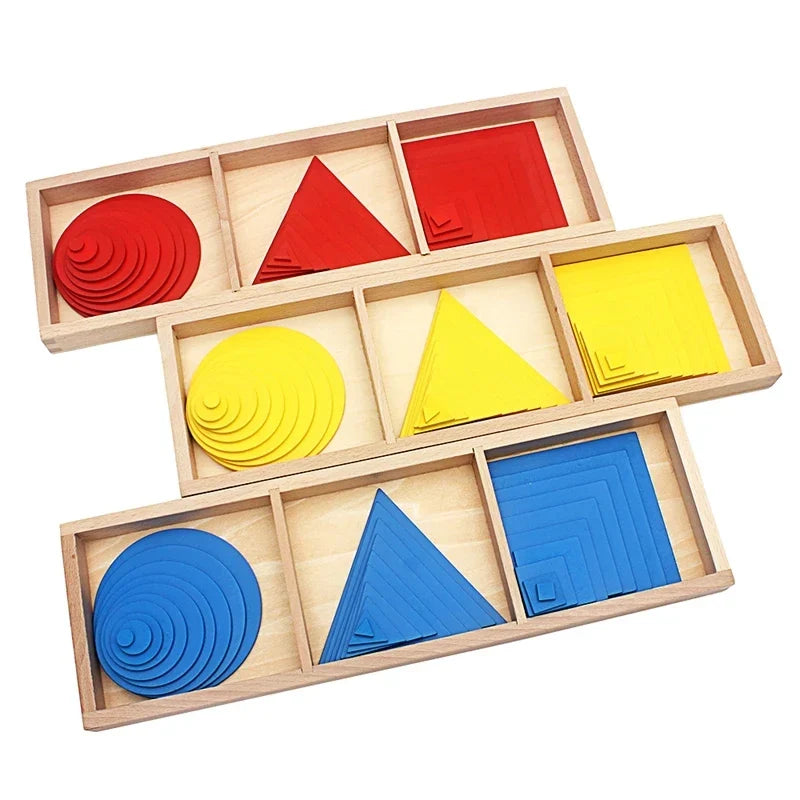 Plateaux Montessori de formes géométriques à superposer