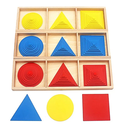 Plateaux Montessori de formes géométriques à superposer