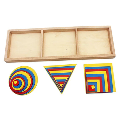 Plateaux Montessori de formes géométriques à superposer
