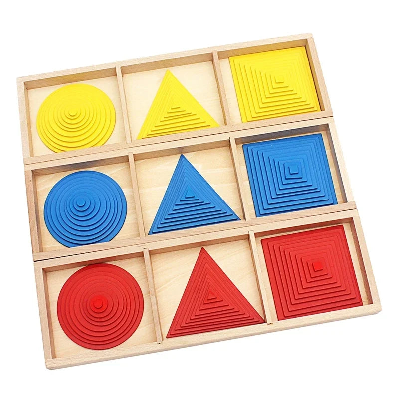 Plateaux Montessori de formes géométriques à superposer