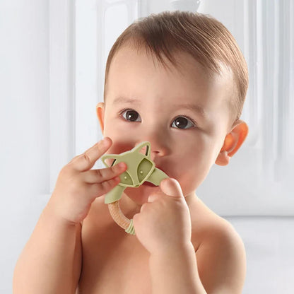 Anneau de Dentition Renard en Bois et Silicone – Jouet de Dentition Naturel pour Bébé