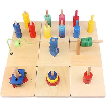 Activités Montessori en bois à enfiler sur tiges et fils