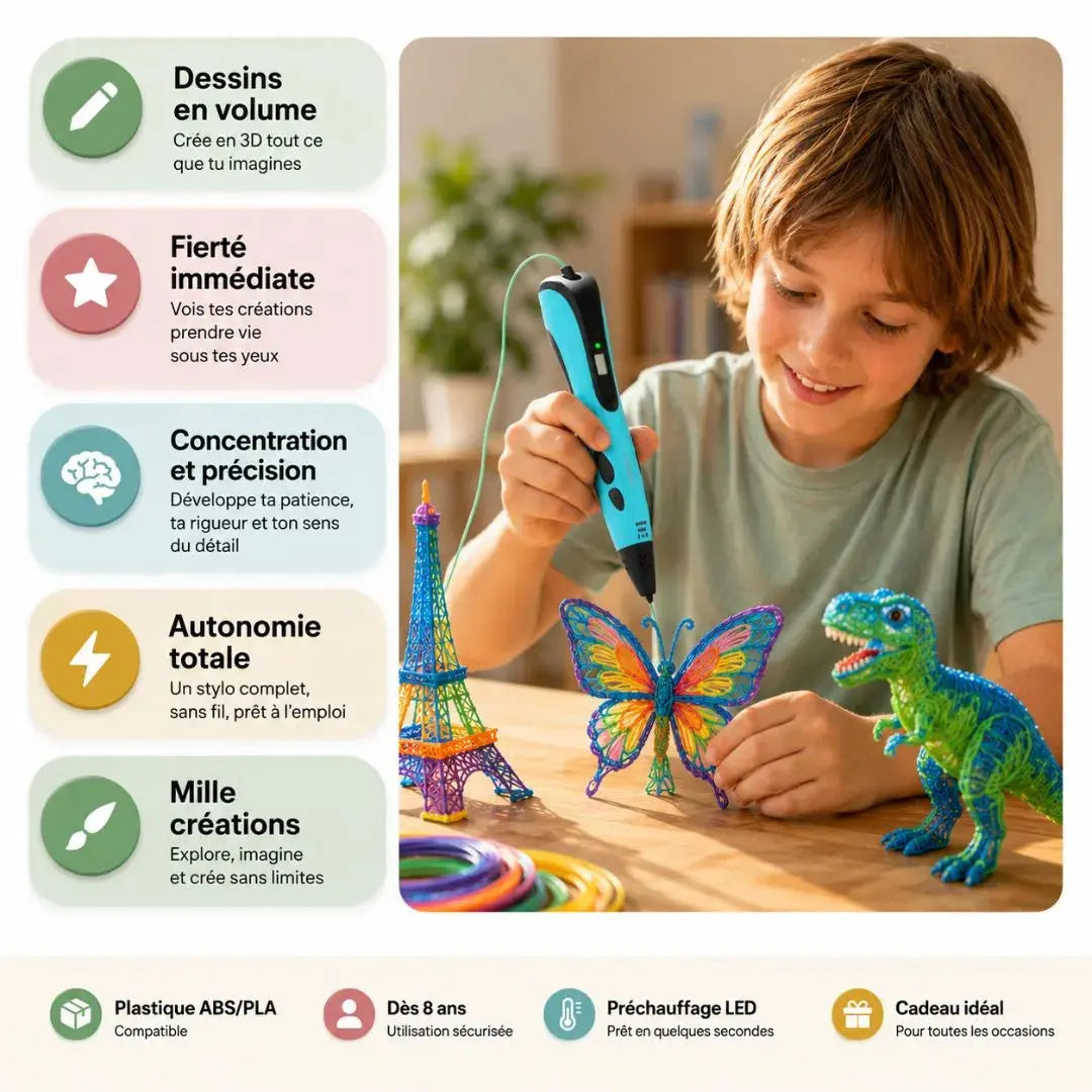 Stylo d'Impression 3D – Kit Créatif Haute Précision dès 10 Ans