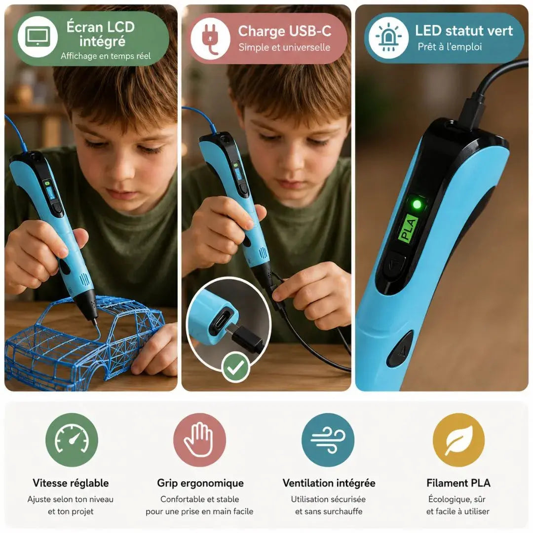 Stylo d'Impression 3D – Kit Créatif Haute Précision dès 10 Ans