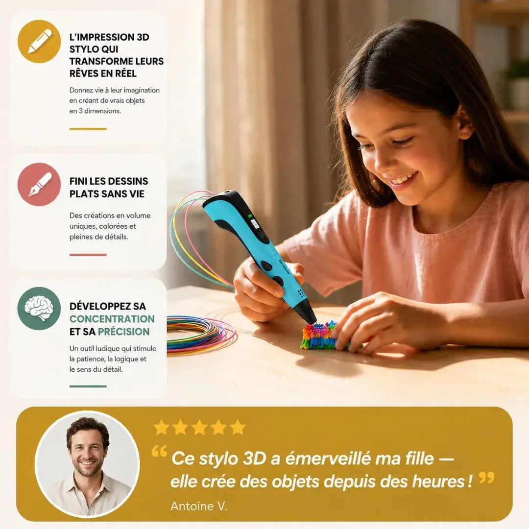 Stylo d'Impression 3D – Kit Créatif Haute Précision dès 10 Ans