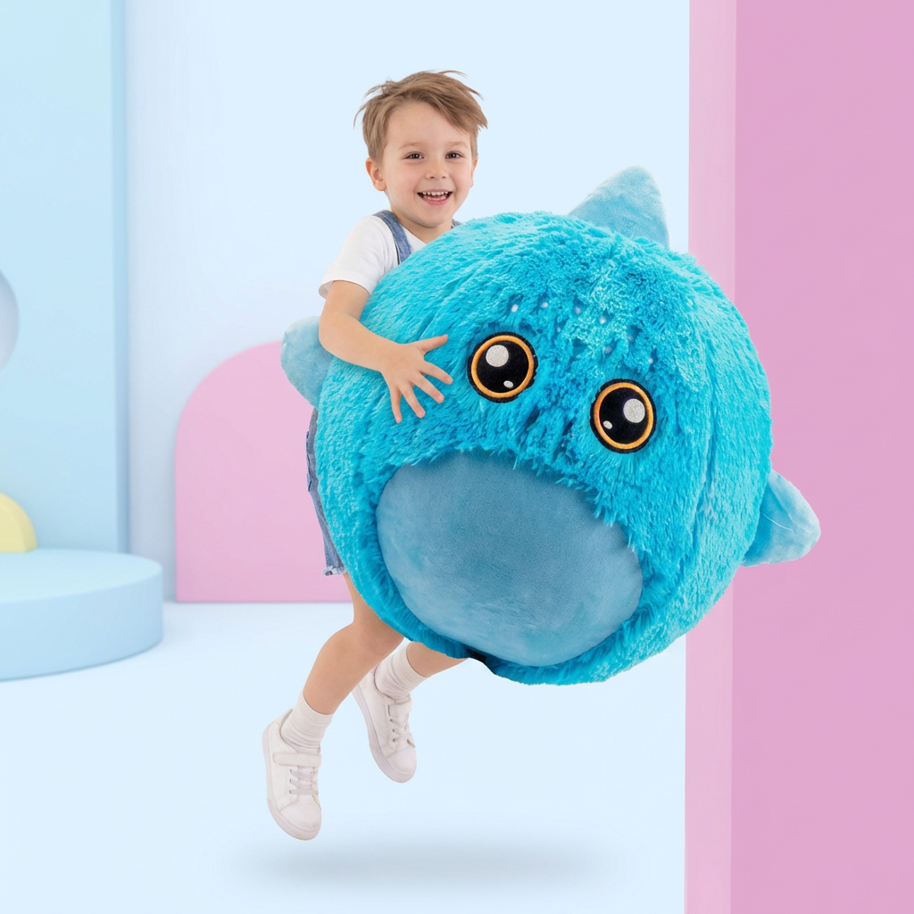 Animal Sauteur Gonflable en Peluche – Capybara, Chat & Requin – Saute, Joue, Câline