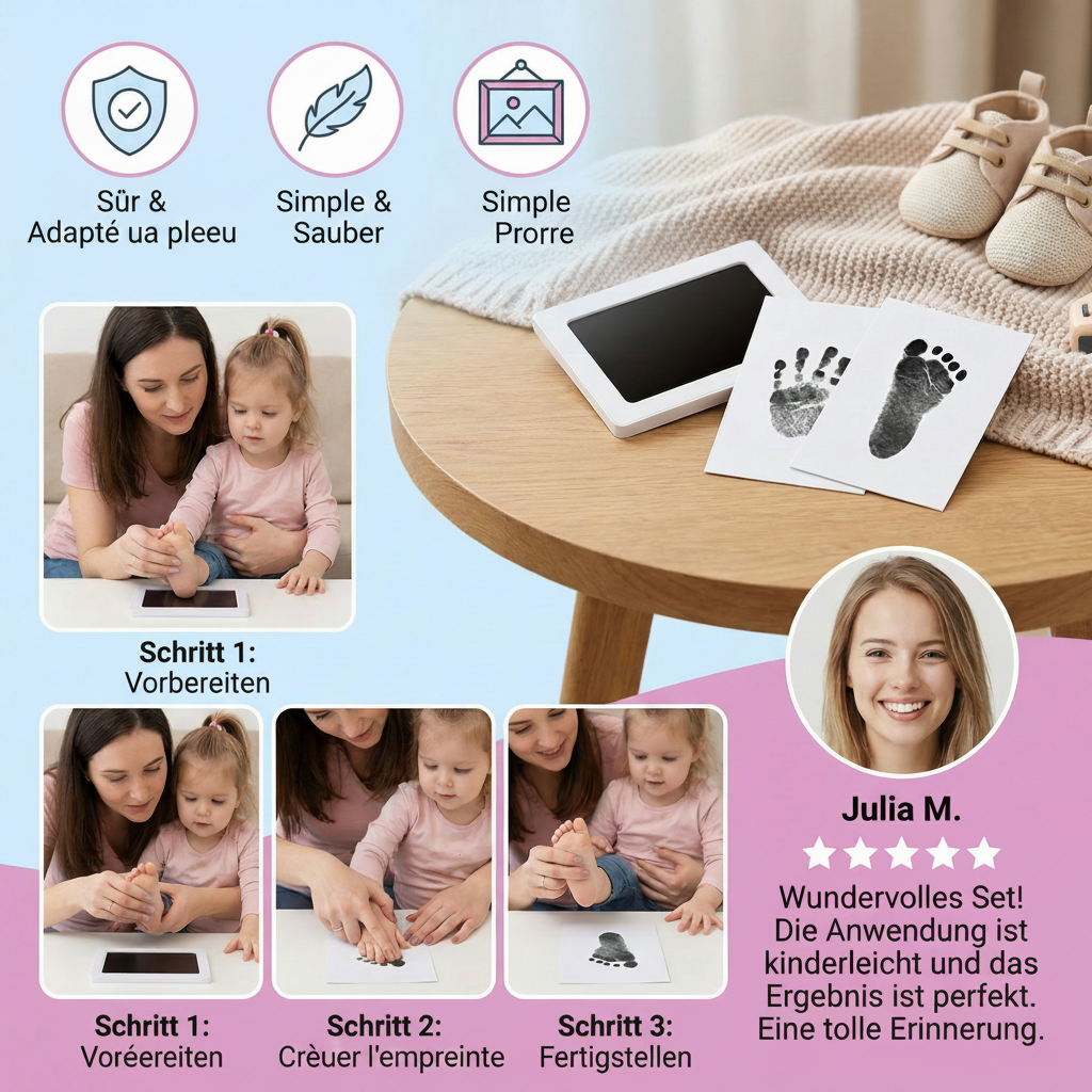 Kit DIY Empreinte Main et Pied pour Bébé et Tout-Petit