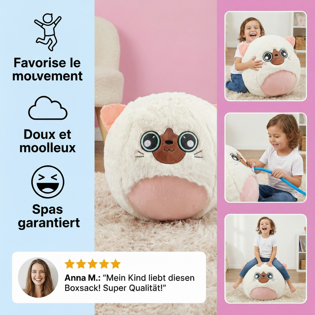 Animal Sauteur Gonflable en Peluche – Capybara, Chat & Requin – Saute, Joue, Câline